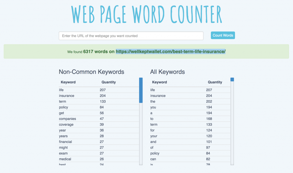 Web Page Word Counter